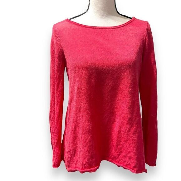 Eileen Fisher Chery Red Linen Sweater - Picture 1 of 7